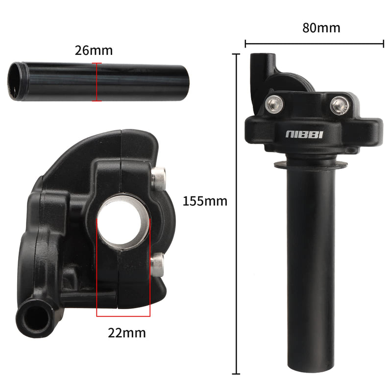 NIBBI Twists Throttle Grip,Dirt Bike Grips with Throttle Cable and Handlebar Grip for SSR125 Pit Bike, 22mm Motorcycle Throttle Assembly Black