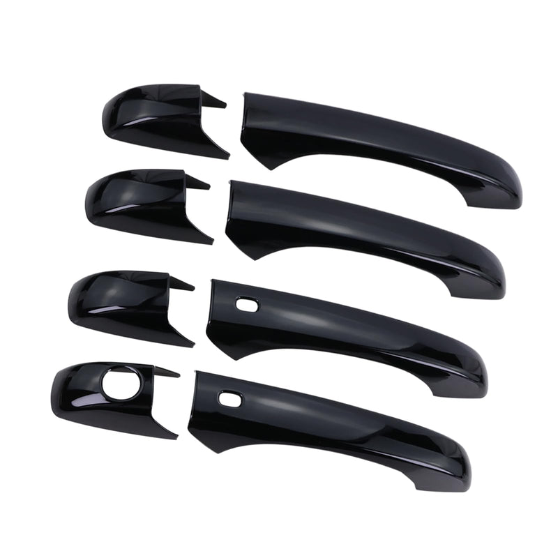 Left and Right Side Mirror Cover Cap and Door Handle Covers Compatible with 2011-2021 J-eep Grand Cherokee D-odge Durango (Black) Black
