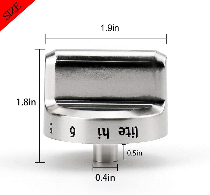 Funmit 5304502763 Range Control Knob Replacement for Frigidaire Stove Replaces PS11724147 AP5984069 EAP11724147 4279473, D Shaped Shaft with Metal Insert, Silver Plastic, 5 Pack