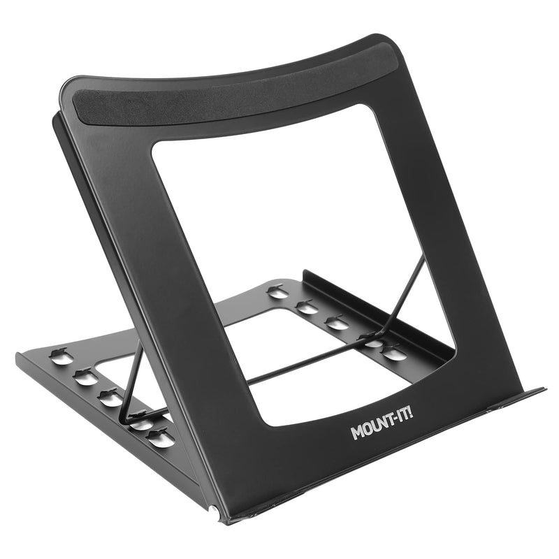Laptop Stand for Desk Adjustable Height - Black Solid Steel Laptop Riser | 5 Adjustable Heights | Properly Positions Head, Neck, Back and Wrists to Reduce Aches While Working | No Assembly Required