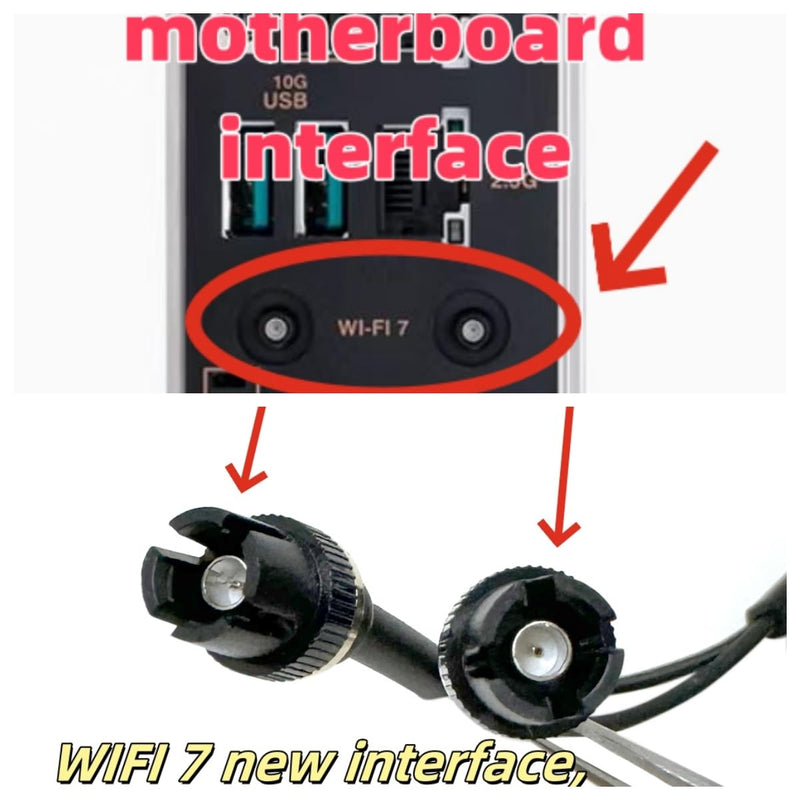 WiFi 7 WiFi Antenna 2.4G 5G 6G Dual Band Magnetic Base WiFi 6E WIFI7 for ASUS ROG Strix Z790 X890 Z890 B850 Gaming Motherboard PC Desktop Computer Wi-Fi 7 Wireless Network Card WiFi Router Black