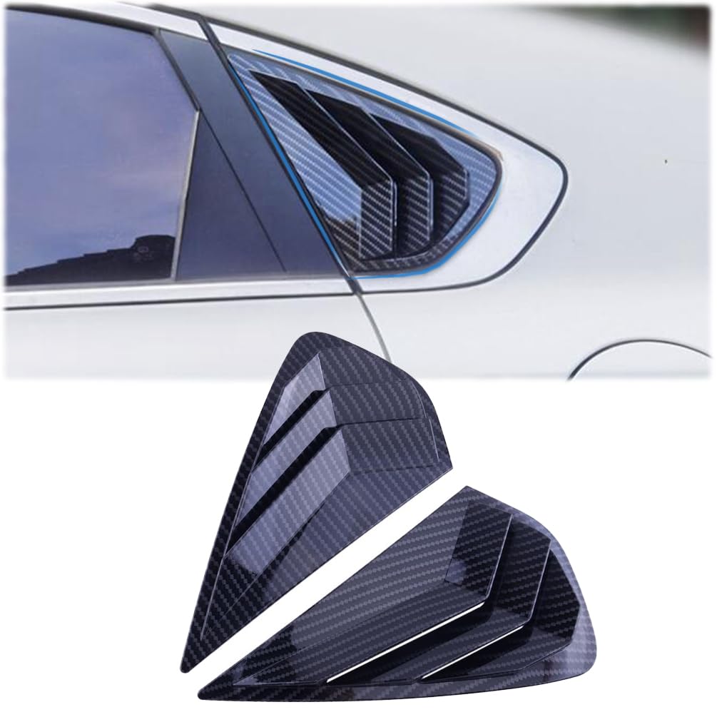 2PCS Print Rear Side Window Louvers Air Vent Scoop Shades Cover Blinds Trim for Kia Forte 2019 2020 2021 2022 2023 2024 - ABS Carbon Fiber Sport Interior Accessories Forte 2019-2024