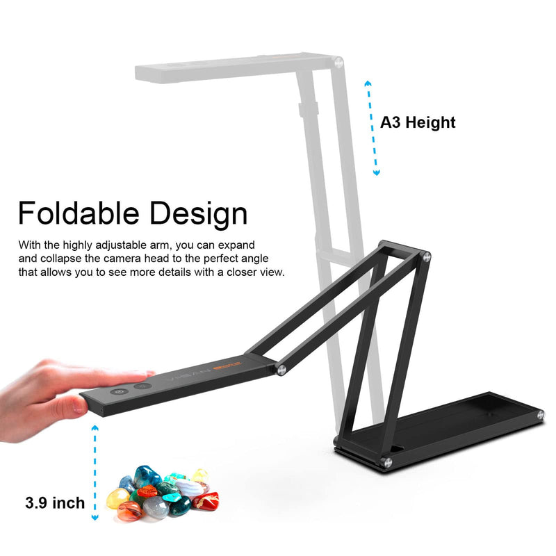 VIISAN Document Camera 13MP 4K with AF Lens, Foldable Webcam for Teachers Classroom, Built-in Mic & LED Light, Portable Overhead Cam for PC Mac, Web Conferencing Visualizer for Teaching P4U-A