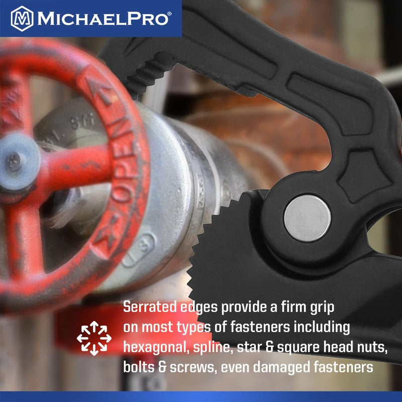 MichaelPro Self Adjusting Pipe Wrench, 14 Inch Multi-Function Spanner Adjustable Plumbing Wrench, Clamping Diameter Up to 1-7/8 Inch (48mm), Adjusting Wrench with Swivel Head 25/32" – 1-7/8"