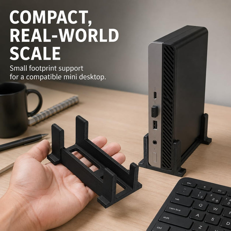 Vertical Desk Stand Compatible with HP EliteDesk 800 G3 G4 G5 Mini – Stable Upright Support | Space-Saving Side Grip Holder | Small Form Factor Computer Base