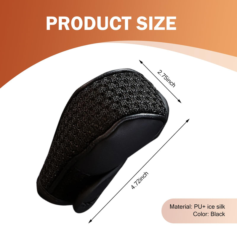 Car Gear Shift Cover, Leather Gear Shift Knob Cover, Anti-Slip Waterproof Shifter knob Protector, for SUV, Truck, RV, Car Decoration Accessories (Black) Black
