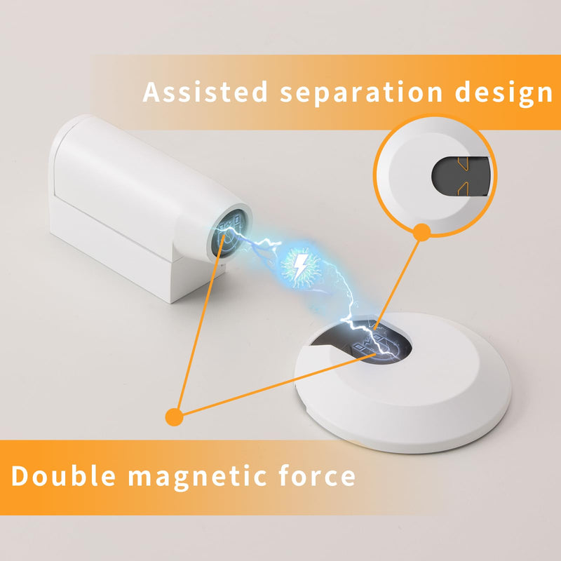 3 Pack Magnetic Door Stopper, Retractable Magnet Floor Door Stop with 0.4 in (10mm) Extension Base, Adhesive Door Magnetic Catch, Door Holder for Gaps Up to 1.4 in (35mm), White WT-3 3