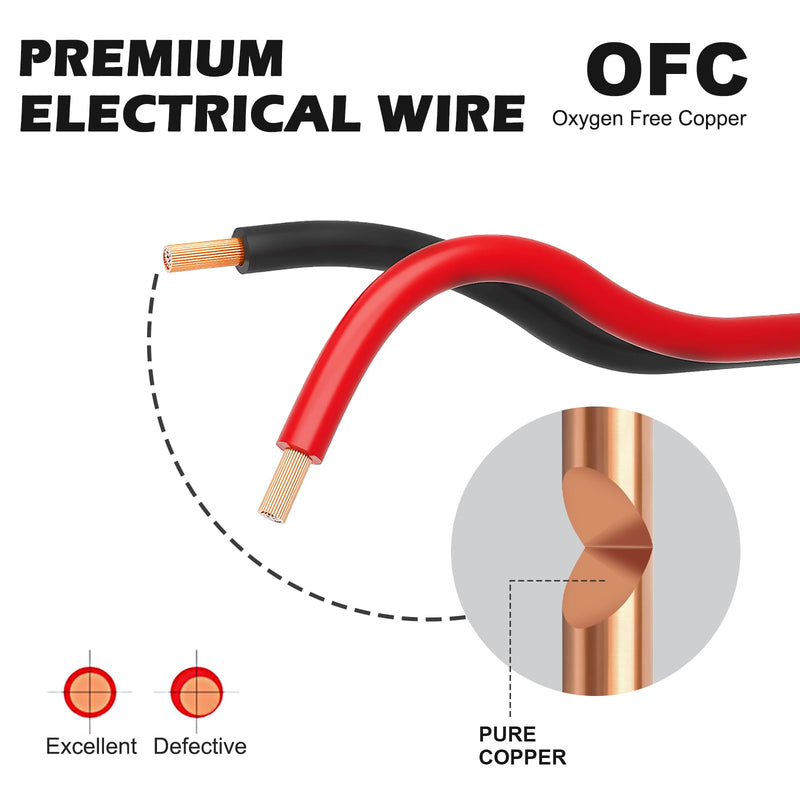 TYUMEN 18 Gauge Wire 100 Feet Pure Copper, 18AWG Red Black Low Voltage/Speaker/Automotive/Electrical Wire, 18 AWG 2 Conductors Stranded Cable for Led Lights, in-Home, Autos use 18/2 Gauge