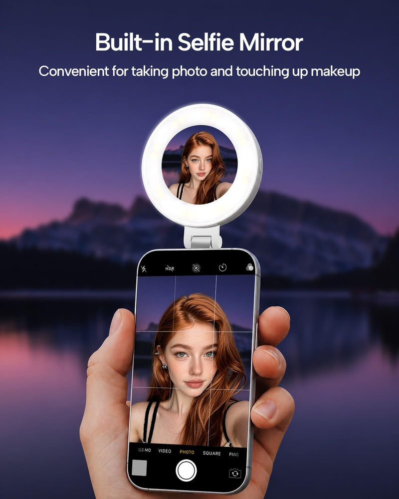 EMART Magnetic Selfie Light, Mini Phone Fill Light Compatible with Magsafe, Foldable LED Ring Light with Mirror, Dimmable Phone Light for Selfies/Video Calls/Makeup/Photography