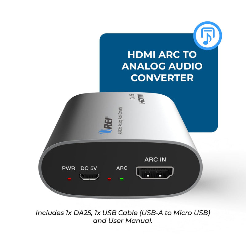 OREI HDMI eARC & ARC Audio Extractor Converter – HDMI ARC to RCA L/R Converter with 3.5mm Jack – ARC/eARC Audio Converter for Speaker, Headphone, Home Theater (DA25)