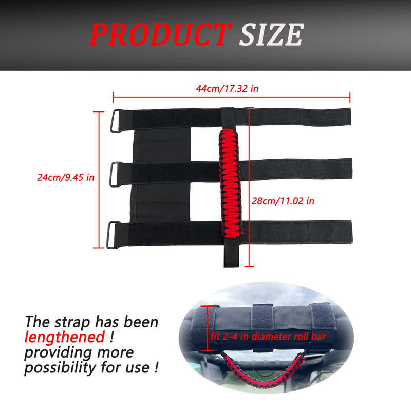 ROMASO Roll Bar Grab Handle for Jeep Wrangler,Grab Handle for Jeep Wrangler YJ TJ JK JL&Gladiator JT 1986-2025,Paracord Handles Grip,Black/Yellow,Pack of 2 Black&Yellow