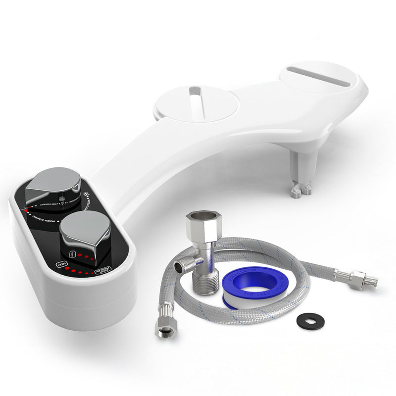 CLEAR REAR Bidet Attachment for Toilet Seat - Non-Electric with Self Cleaning Dual Nozzles, Leak Proof Connectors, Adjustable Water Spray, Rear & Feminine Wash - Hygienic Bathroom Upgrades (Black) A. Cold Water/Black 1.0