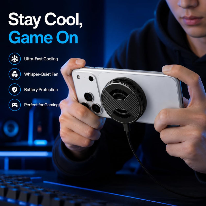 Magnetic Phone Cooler, Lightweight Portable RGB Cooler | with Wireless Fast Charging