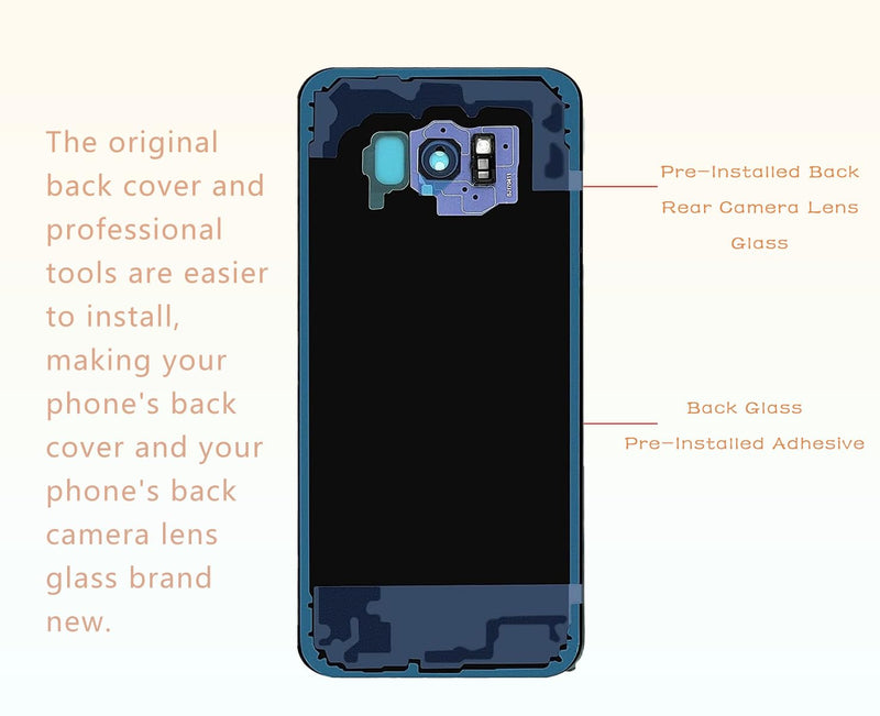 Rear Back Glass Replacement for Samsung Galaxy S8 Plus with Camera Glass Lens and Repair Tool Kit (Black) Black