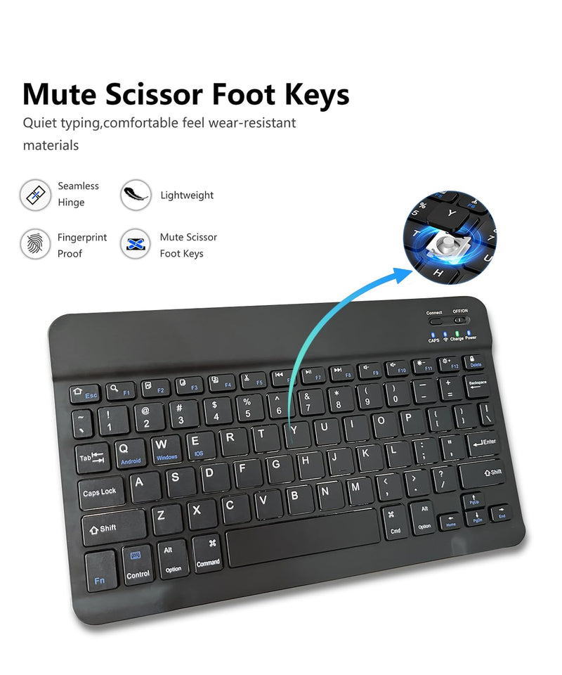 Ultra-Slim Wireless Bluetooth Keyboard, Rechargeable Portable Keyboard, Travel Keyboard Compatible Android, Windows, iOS, Universal Keyboard for iPhone, for ipad, for Samsung, Tablet, Laptop Black For Universal Keyboard