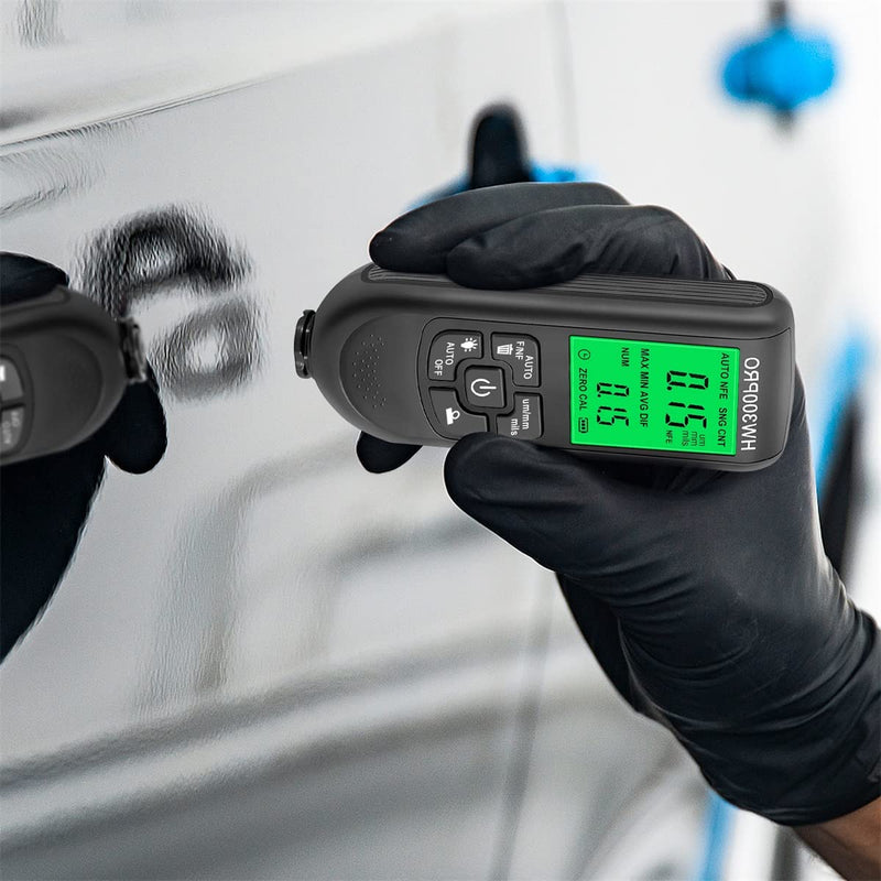 Paint Thickness Gauge Meter Fe/NFe Probe Coating Thickness Gauge Professional Multifunctional Car Paint Depth Gauge Test Precise HW-300PRO for Car Automatic Detection(black) (black) black