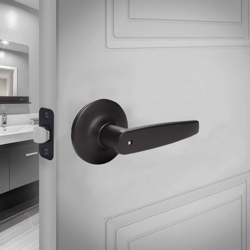Design House 779140 Delavan Privacy Bed and Bath Door Lever Matte Black Bed & Bath Lock