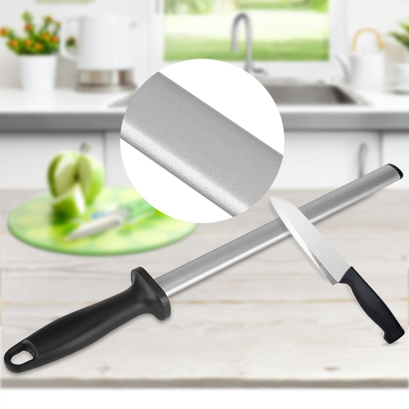 10 Inch Knife Sharpening Honing Rod, Professional Steel Knife Sharpener for Restaurant, Gourmet Chefs, and Home Kitchen Blade Sharpening