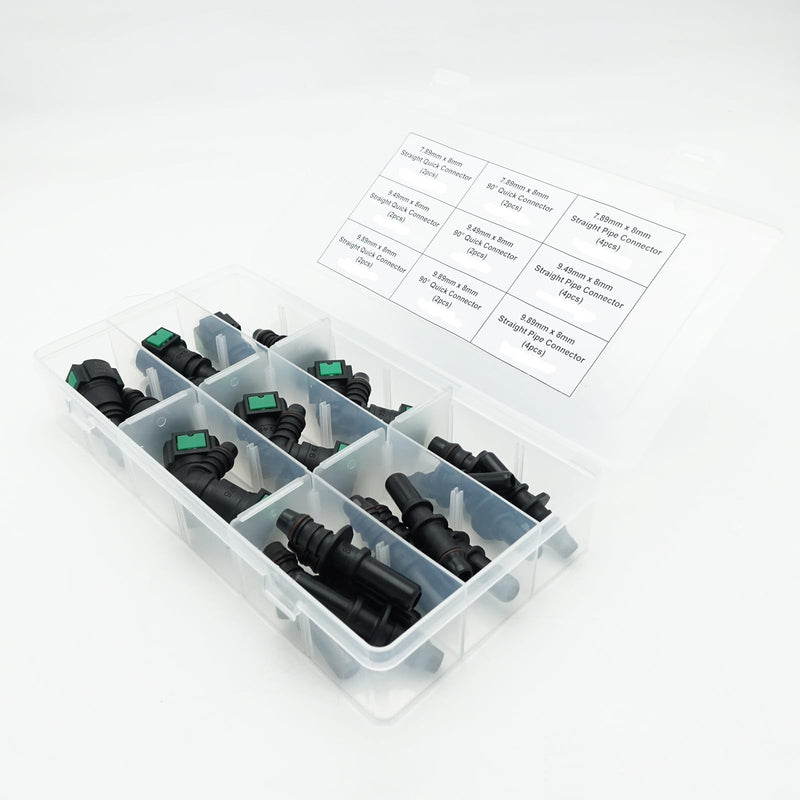 24PCS Assorted Fuel Line Quick Connector Kit, SAE 7.89mm & 9.49mm & 9.89mm to 8mm 24PCS - Assortment - 8mm