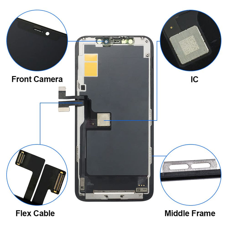 EFAITHFIX for iPhone 11 Pro LCD Screen Replacement 5.8 Inch Display 3D Touch Screen Assembly Digitizer with Repair Tools Kit Tempered Glass Protector Waterproof Adhesive for Model A2160, A2217, A2215