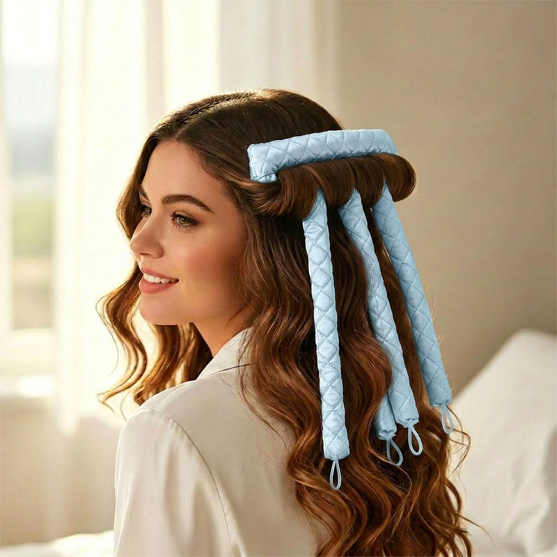 Octopus Heatless Hair Curlers Headband for 8 Claw Curling Rod, Women Heatless Hair Rollers No Heat Silk Curls Headband for Long Hair, DIY Foam Curlers (Blue) blue