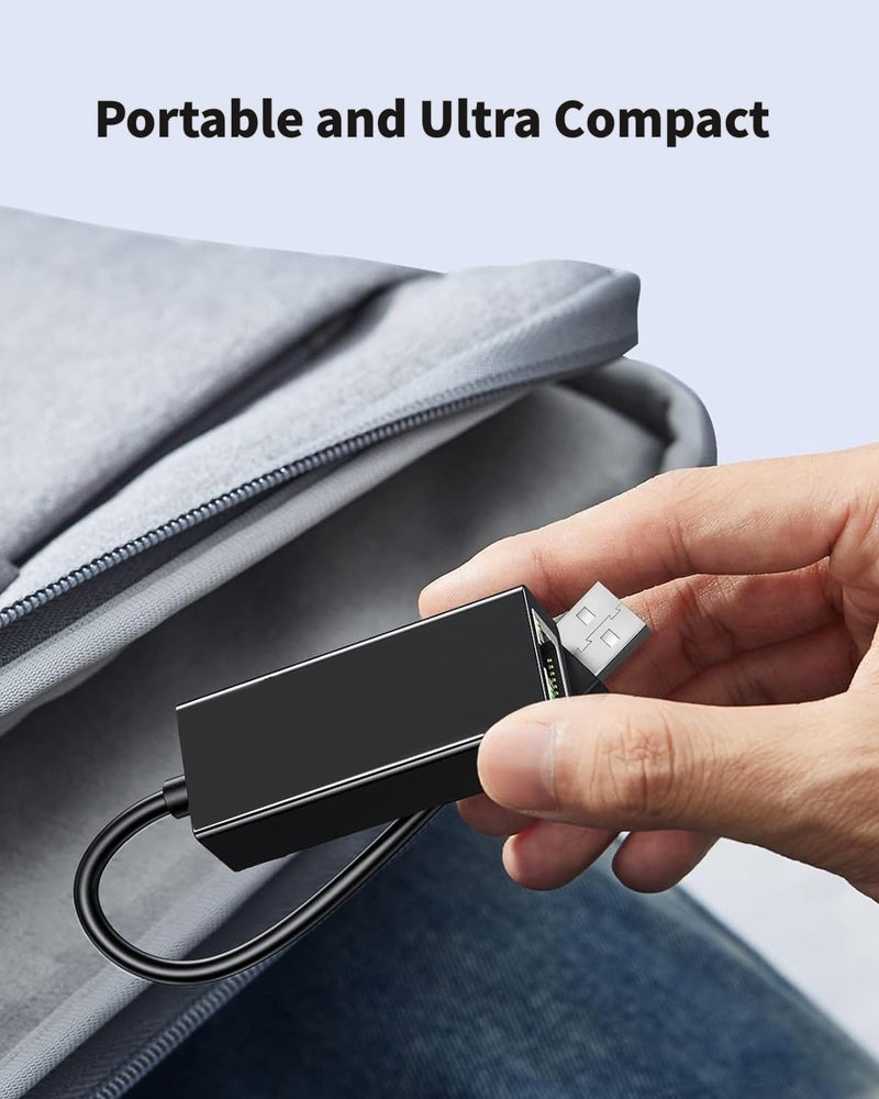 USB 3.0 to Ethernet Adapter, Driver Free to 10/100/1000 Gigabit Ethernet LAN Network, Aluminum Portable USB-A Compatible for MacBook,Surface,Windows,Vista,Mac,Linux,and More