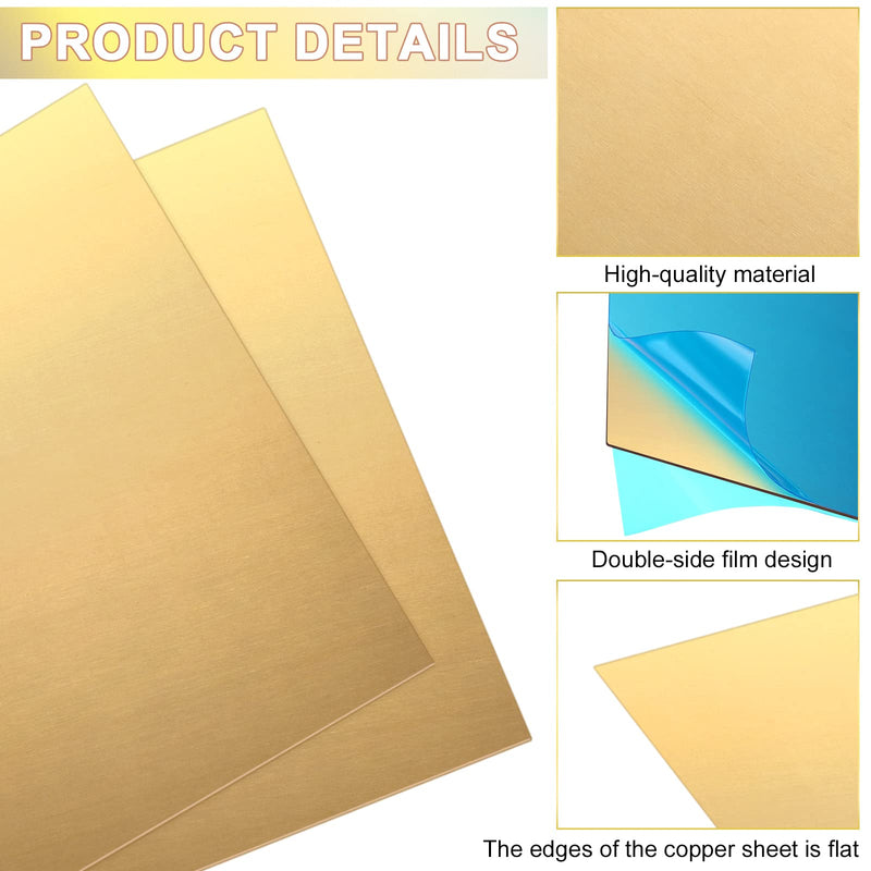 6 Pieces Brass Sheet 6 x 6 Inches 20 Gauge 0.8mm Thickness Brass Plates Double Sided Film Attached Metal Shims Thin Metal Sheets for Crafts DIY Decoration Hobbies