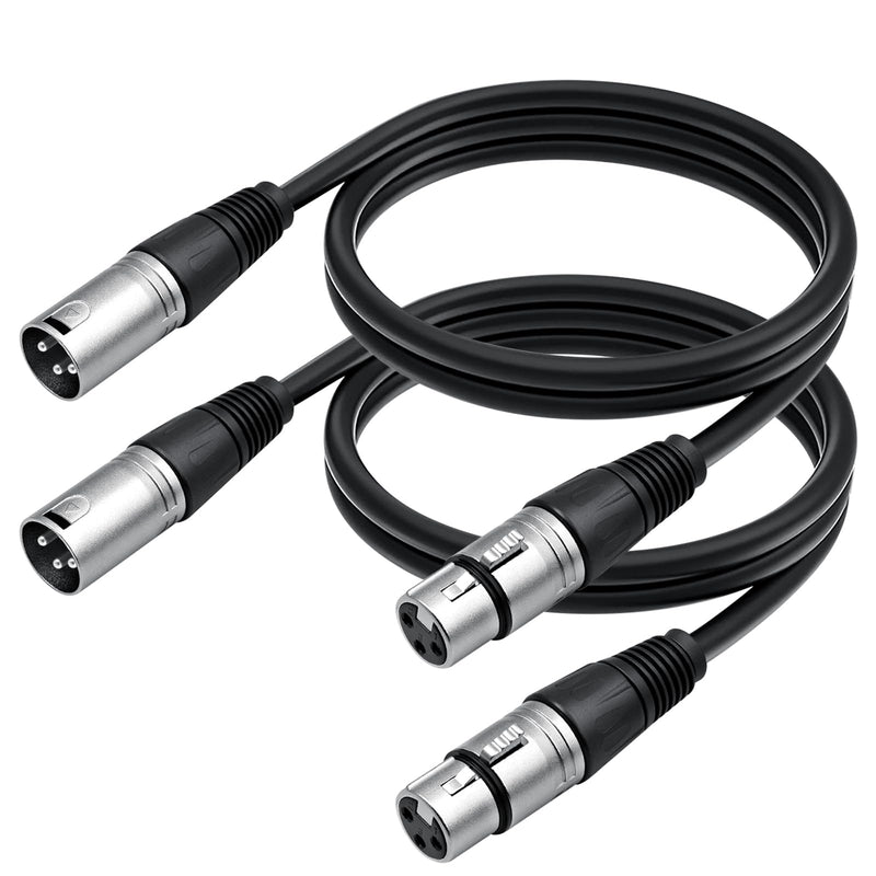 XLR Cables 10FT 2 Packs, XLR Microphone Cable to XLR Cables, Audio Cable with 3-Pin XLR Male to Female Mic Speaker Cable for Speaker or PA System