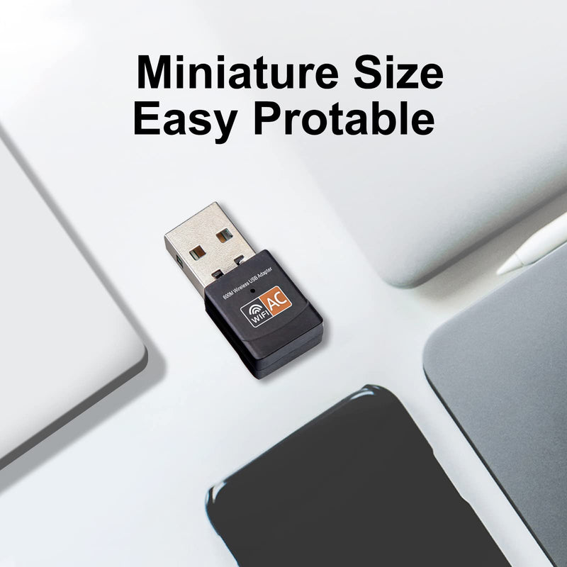 600Mbps Wireless USB Wifi Adapter for PC,AC600M USB Wifi Dongle 802.11ac Wireless Network Adapter with Dual Band 2.4GHz/5Ghz for Desktop Laptop Support Windows XP/7/8/10 (32/64-bit), macOS, Linux etc 2.4G/5.8G (600M) Built-in antenna