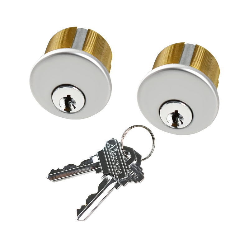 Brass Mortise Cylinder Lock Commercial storefront Door Lock Mortise cylinders Compatible with Adams Rite Kawneer and Vistawall deadbolts Comes in 2-Pack Silver with Matching Keys 1 Set,Keyed Both Sides