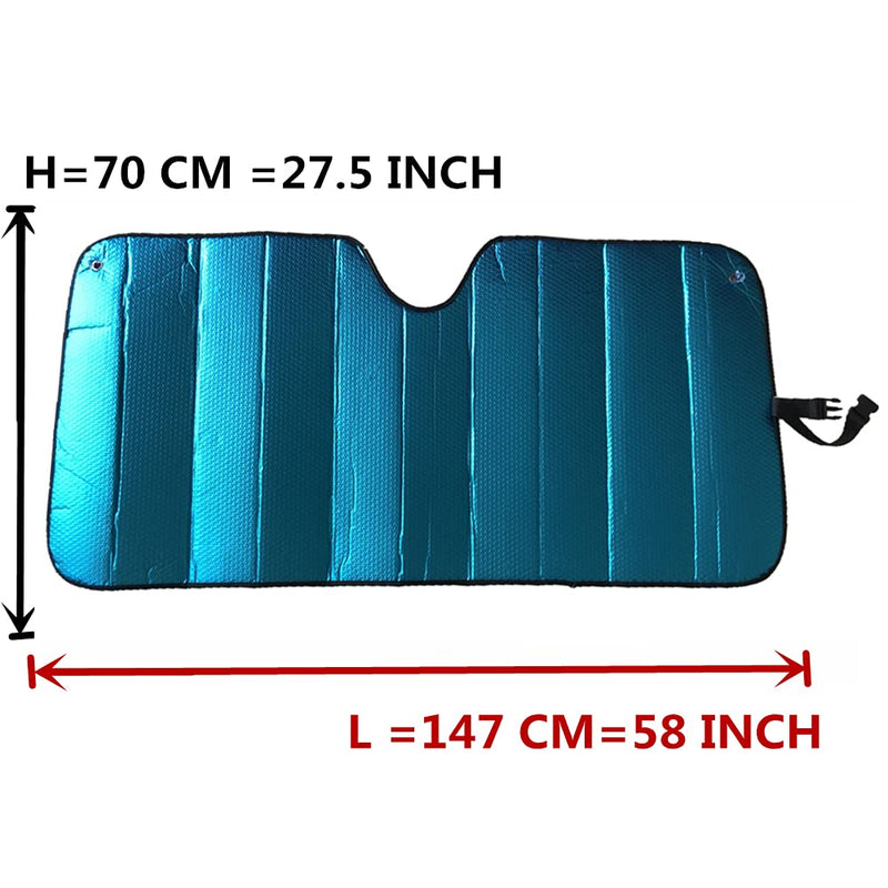 Car Windshield Sunshade-Thicken 5-Layer Bubble Block Heat and Sun UV Rays,Front Windshield Sun Shade,Sun Visor for Car- Keeps Your Vehicle Cool - 57 x 27.5 Inch (Blue) Blue