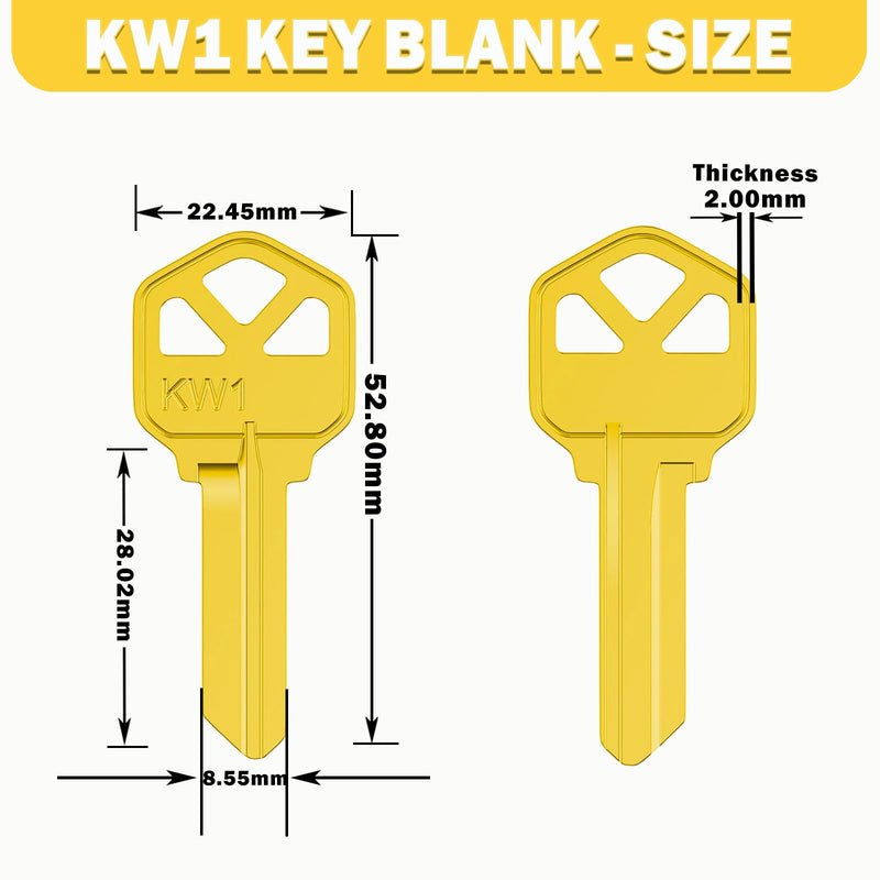 Key Blanks in Premium Quality Brass Assortment: Uncut Key Blanks 20 KW1, 20 SC1, 10 M1 for Home and Professional Use (Pack of 50 Keys) Copper