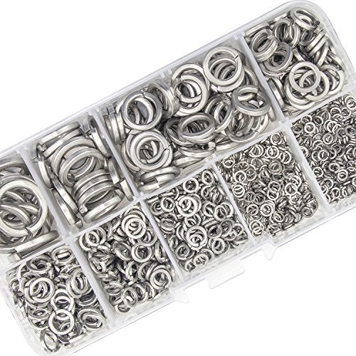 304 Stainless Steel Spring Lock Washer Assortment Set 600 Pieces, 9 Sizes - M2 M2.5 M3 M4 M5 M6 M8 M10 M12