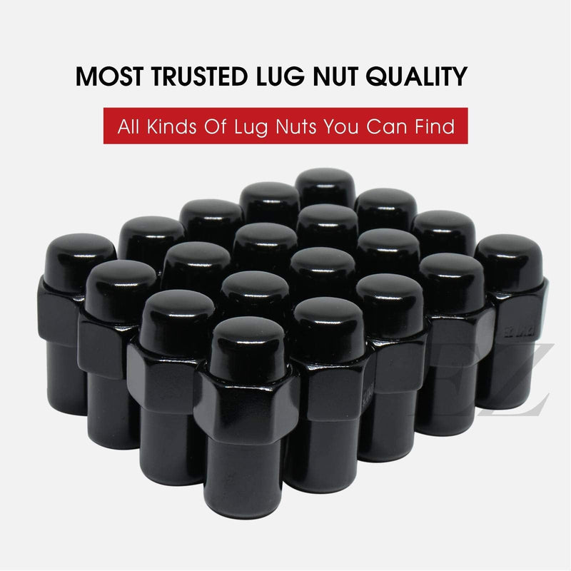 Cragar Standard Mag Lug Nut 1/2"-20 Black with Black Standard Washer Set of 20 Pcs