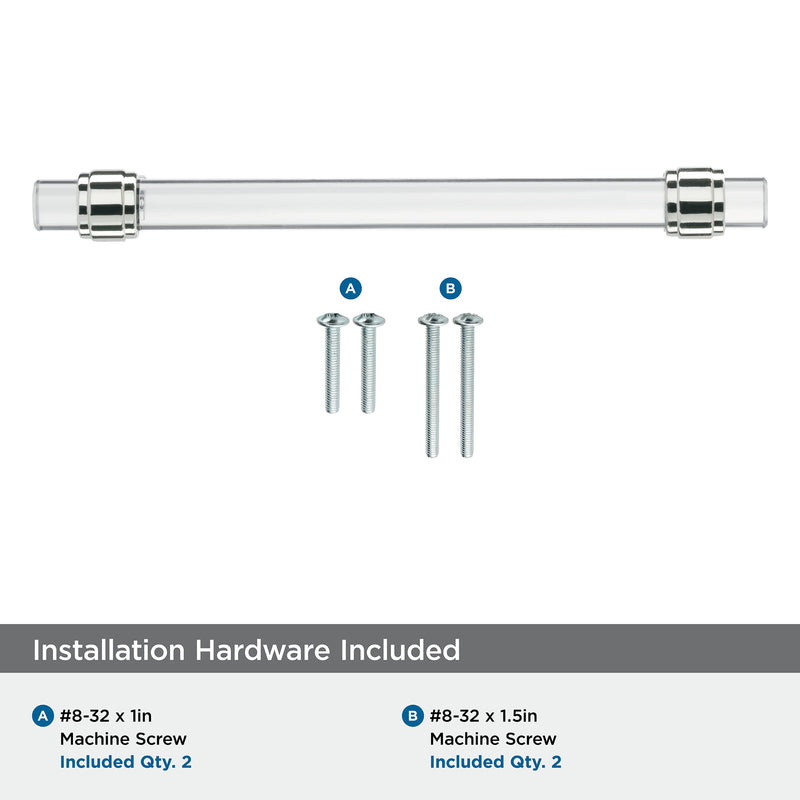 Amerock | Cabinet Pull | Clear/Polished Chrome | 6-5/16 inch (160 mm) Center to Center | Glacio | 1 Pack | Drawer Pull | Drawer Handle | Cabinet Hardware 6-5/16 Inch (160 mm) Center-to-Center