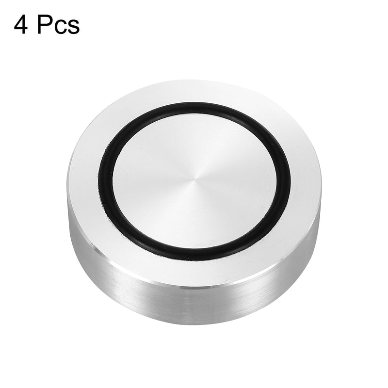 uxcell M8 Thread 55mm / 2.2" Dia 15mm Thick Aluminum Circle Disc Glass Top Adapter 4pcs Round Solid Table Feet Pad Plate Hardware with Anti-Slip Rubber Ring M8 x 55mm x 15mm