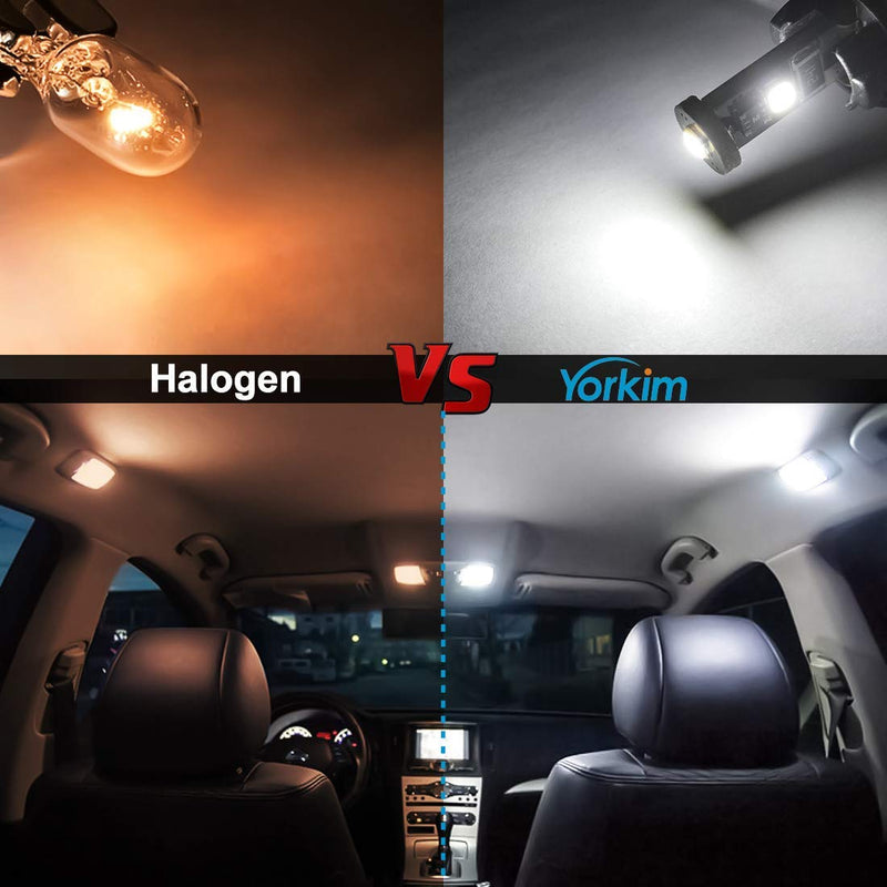 Yorkim 194 Led Bulb Canbus White Error Free 3-SMD 2835 Chipsets, T10 Interior Led For Car Dome Map Door Courtesy License Plate Trunk lights with 194 168 W5W 2825 Sockets Pack of 10