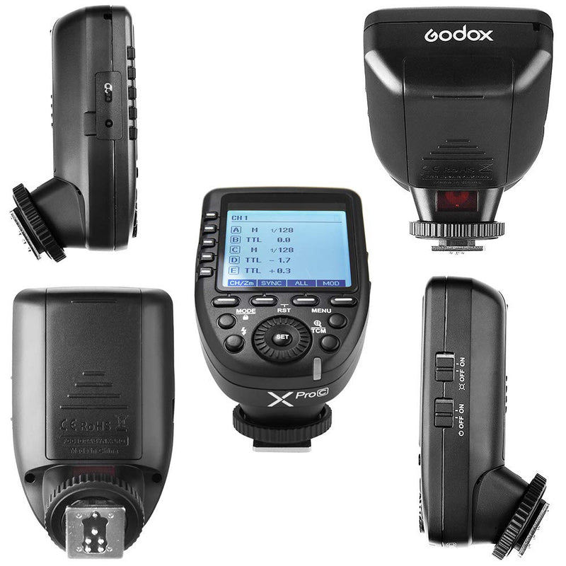GODOX Xpro-C TTL Flash Trigger 1/8000s HSS Trigger Transmitter for 2.4G X Wireless System,5 Dedicated Group Buttons