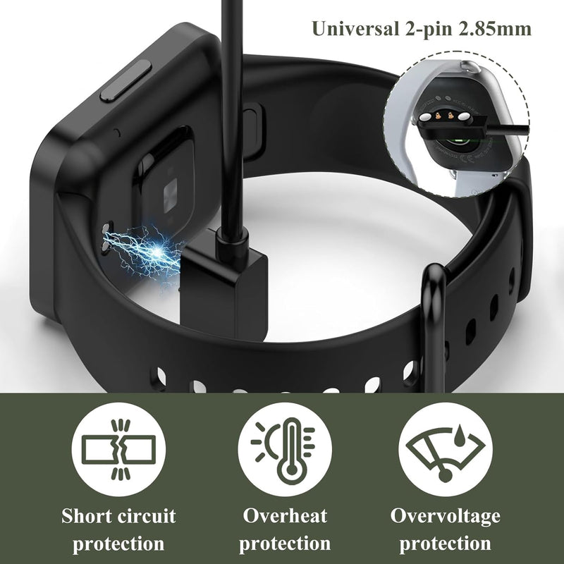 2-Pack Magnetic Smartwatch Charger for BIGGERFIVE Brave 2 BW01 BW02, Replacement USB Power Cord for Kids Fitness Tracker, 2-Pin Magnetic Suction Charging Cable Accessory, 2ft/60cm (NOT for Vigor 2L)