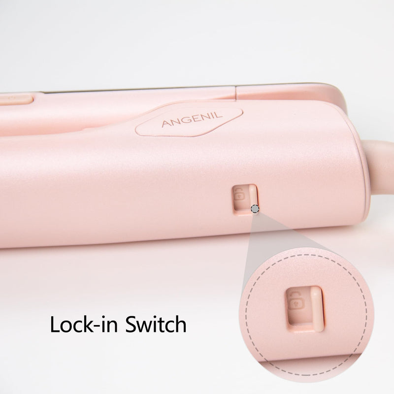 ANGENIL Professional Titanium Flat Iron Wide, Dual Voltage, Fast Heating | Pink Hair Straighteners for Women 4.5cm Wide, Heat Proof Mat, Curling Function, Heat Silicone Mat, Dual Voltage, 160-240°C 4.5 cm - blush