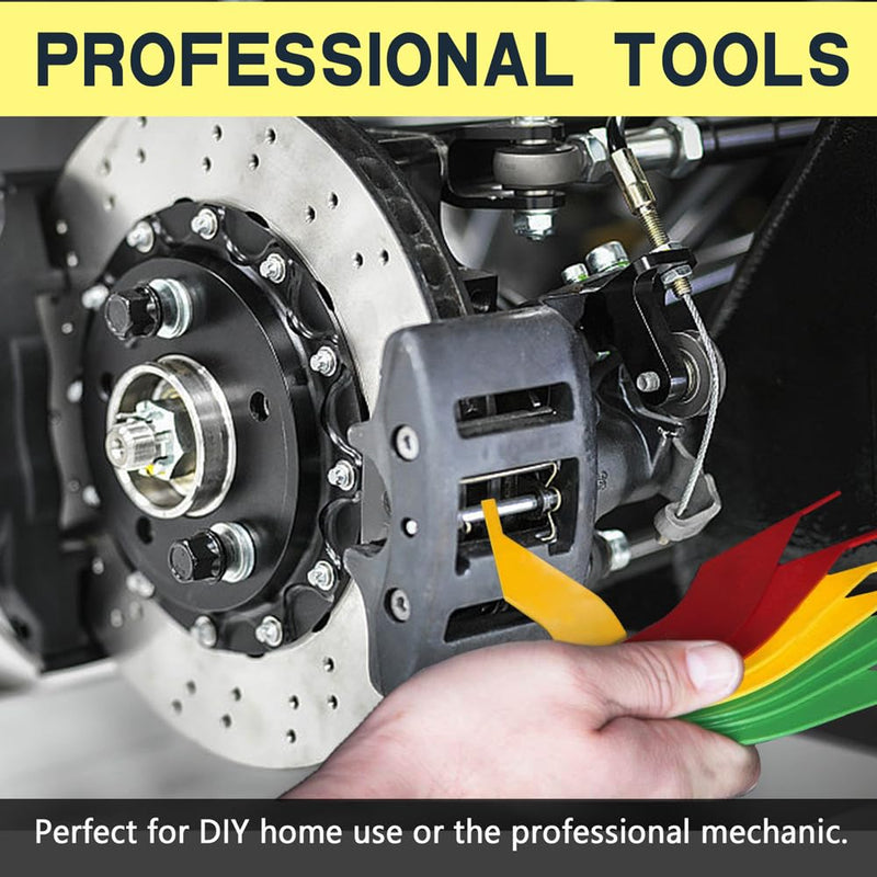 Brake Lining Thickness Gauge, 8-in-1 Car Automotive Brake Pad Measuring Ruler Tool, Durable Steel Color Coded Disc and Drum Brake Lining Gauge Set with SAE & Metric, Car Accessories for All Car