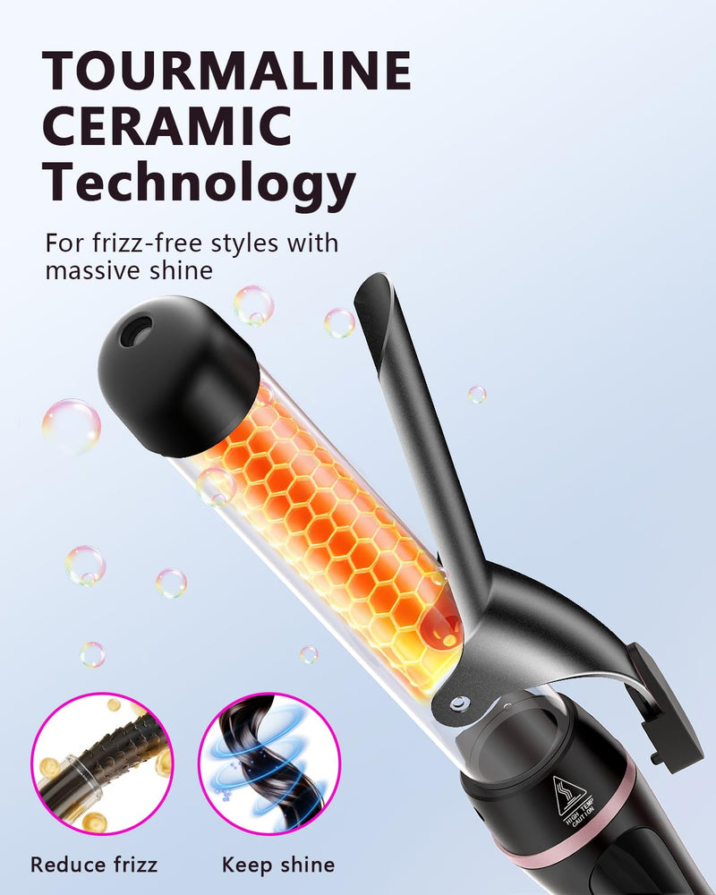5 in 1 Curling Iron with Thermal Brush and Interchangeable Ceramic Barrels (0.35"-1.25"), Curling Wand Set with Flat Iron Hair Straightener Instant Heat Up Dual Voltage Hair Curler Gifts for Women