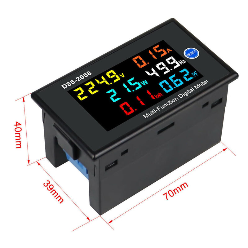6-in-1 Multi-Function Energy Meter, Large Color LCD Display Panel, AC 80V-300V 100A Digital Voltmeter Ammeter, Power (W/kW) Energy (kWh) Frequency Hz Power Factor (PF) Detector with 100A CT 6 in 1 Meters