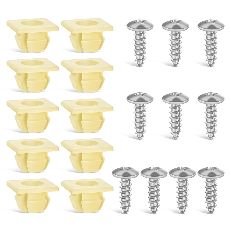 Nilight License Plate Screw Kit, Stainless Steel Screws with Nylon Nuts for Fastening Front and Back License Plates on Cars, SUVs, Trucks 3907444 15614745 4755299 (Set of 10) 10Set License Plate Screw Kit