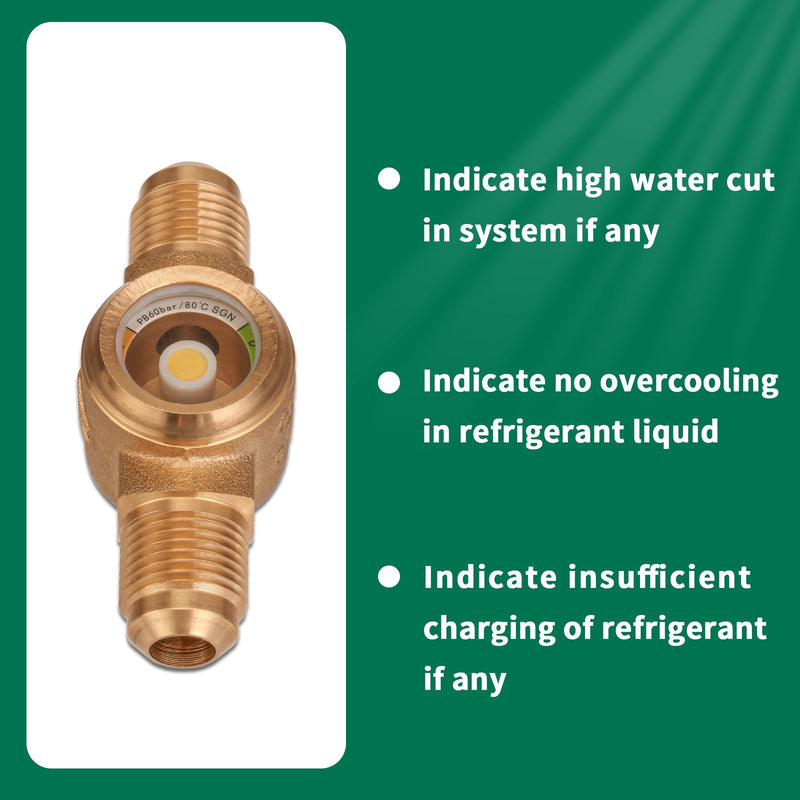 Hong Sen Sight Glass, Moisture Liquid Indicator, 1/4'' SAE Fitting, HVAC Tool for Air ConditioningRefrigeration 1/4SAE
