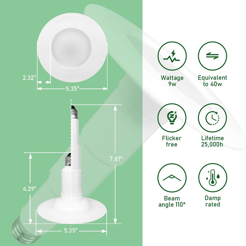 Soliseed 4 Inch LED Can Lights Length Adjustable Recessed Lights 2700K Soft White,Retrofit Downlight Replacement,9W=40W,500LM,Dimmable recessed Lighting,Easy to Install,4-Pack 2700K(Soft White) 4 Inch-4 Pack