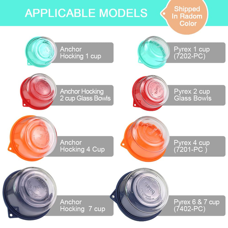 Sophico Round Silicone Storage Cover Lids Replacement for Anchor Hocking and Pyrex Glass Bowls (Container not Included) (4 Size, 8 Pack) Round 8-Pack (Red, Orange, Mint, Navy Blue)