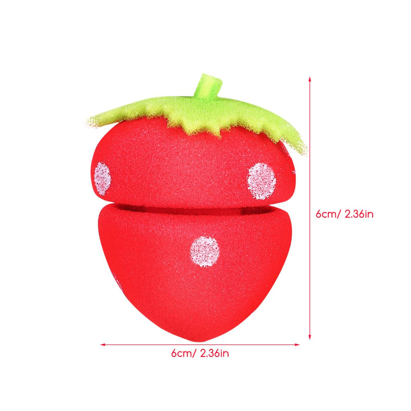 18pcs Strawberry Shape Sponge Hair Rollers Heatless Curlers Overnight Hair Curlers to Sleep in Soft Curl Sponge Styling Tool for Loose Waves or Tight Curls Travel Use