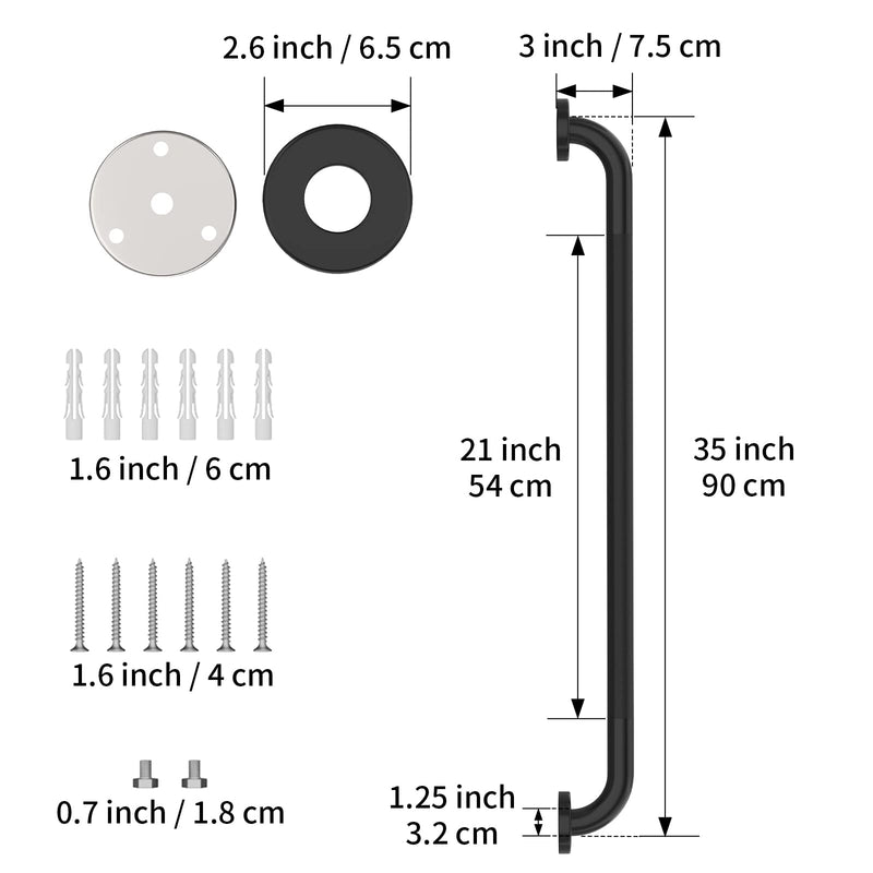 36 Inch Shower Grab Bar Oil Rubbed Black, Munzong Anti Slip Bathroom Grab Bar, Knurled Bathroom Balance Bar,Safety Hand Rail Support Handicap Elderly Injury Senior Assist Bath Handle 36 Inch