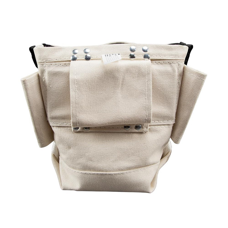 Klein Tools 5416TBR Tool Pouch, Bolt Retention Tool Bag Constructed of No. 4 Canvas with Reinforced Bottom, Tunnel Connect, 5 x 10 x 9-Inch